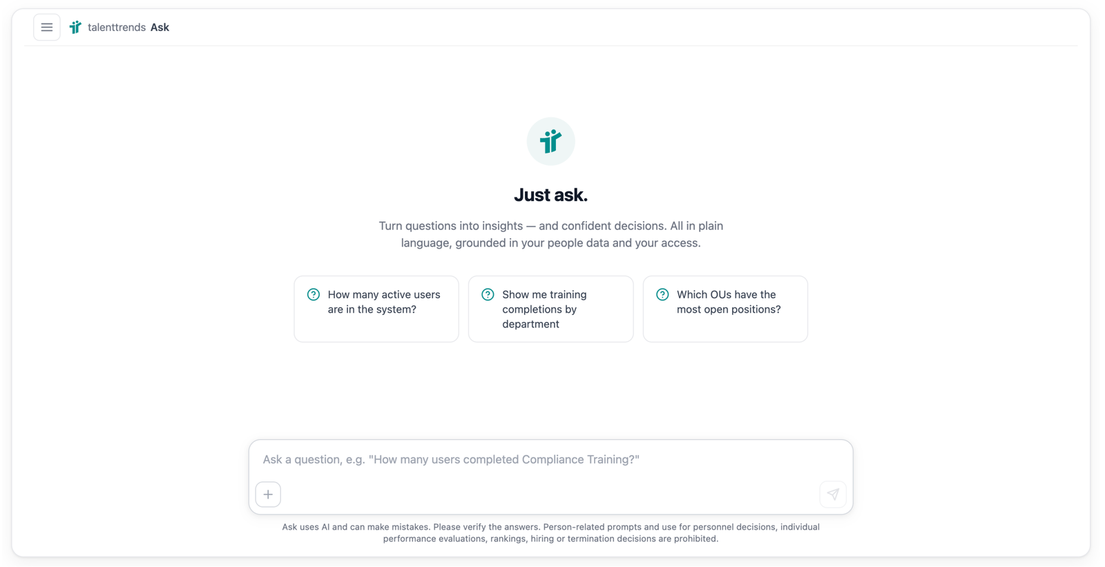 talenttrends Ask - Start Screen